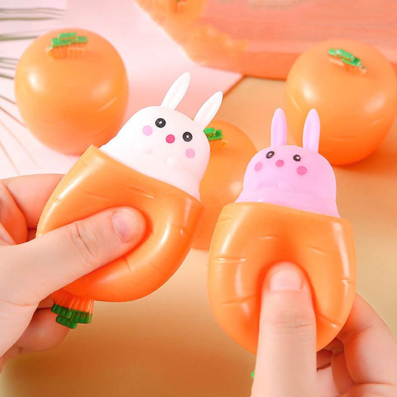 1/4pcs Easter Rabbit Carrot Squeeze Toy Gift for Kids Birthday Favors School Rewards Happy Easter Party Home Decoration Supplies