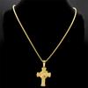 Vintage INRI Crucifix Jesus Cross Necklace for Men Women Stainless Steel Gold Color Christian Chain Gift Jewelry colar NZZ469S02