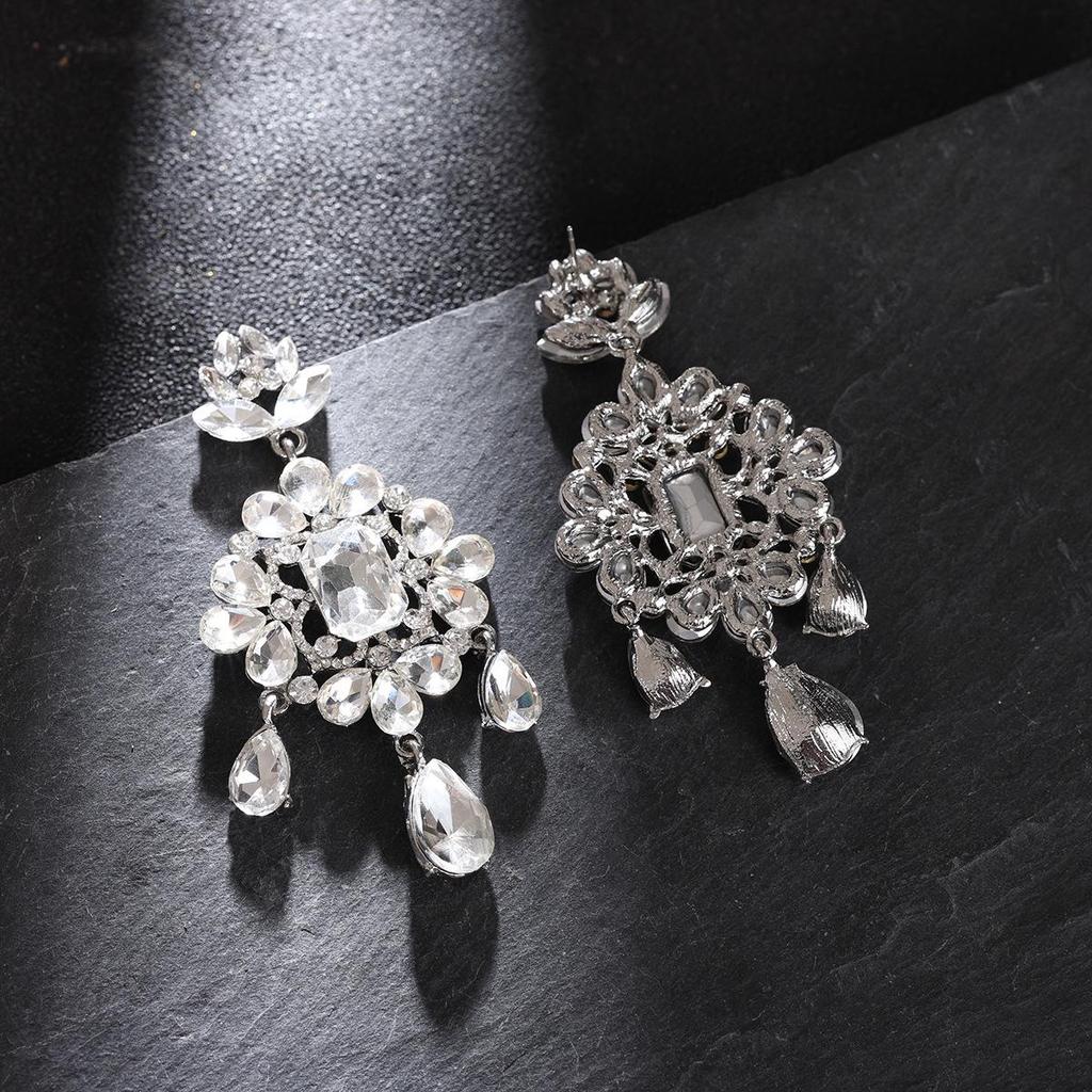 Luxurious Rhinestone Tassel Earrings: Elegant Crystal Studs with a European & American Flair