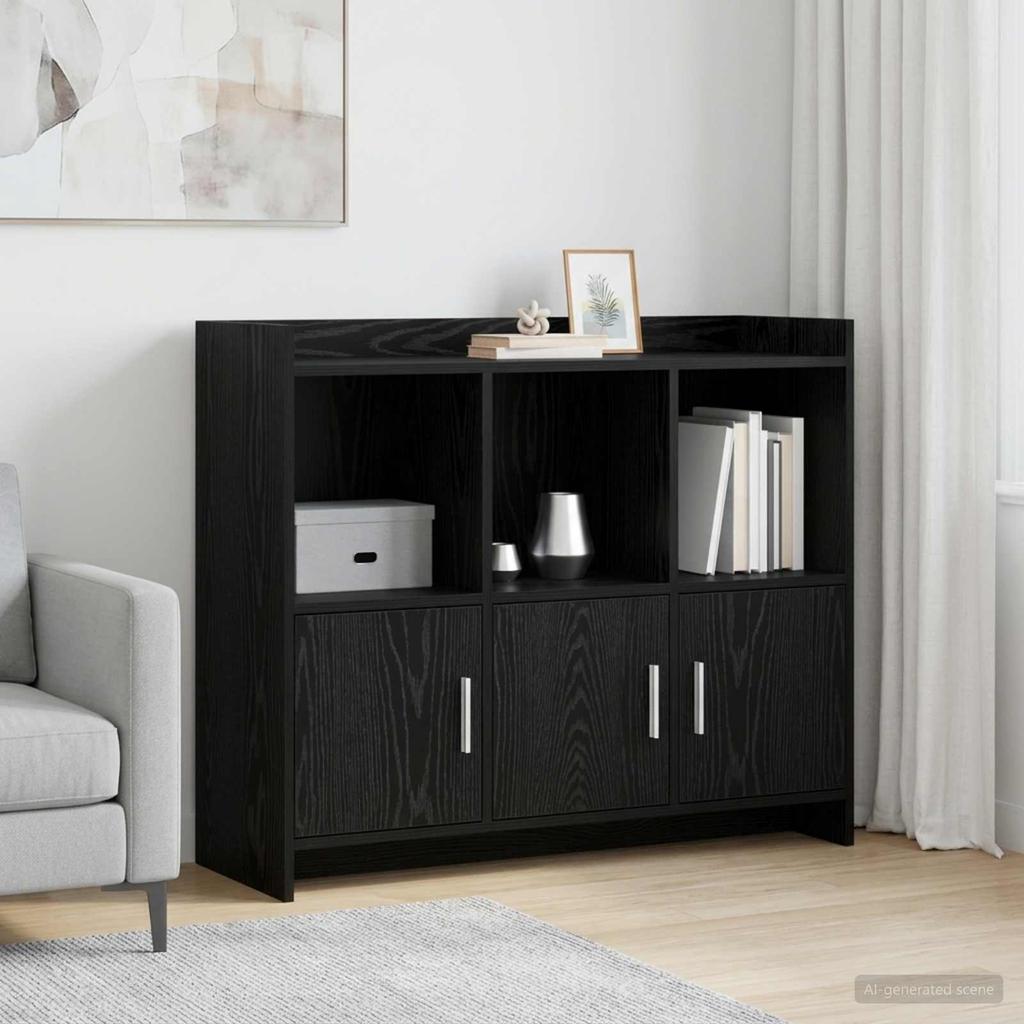 Sideboard Black Oak 98.5 X 33 X 80 Cm Engineered Wood