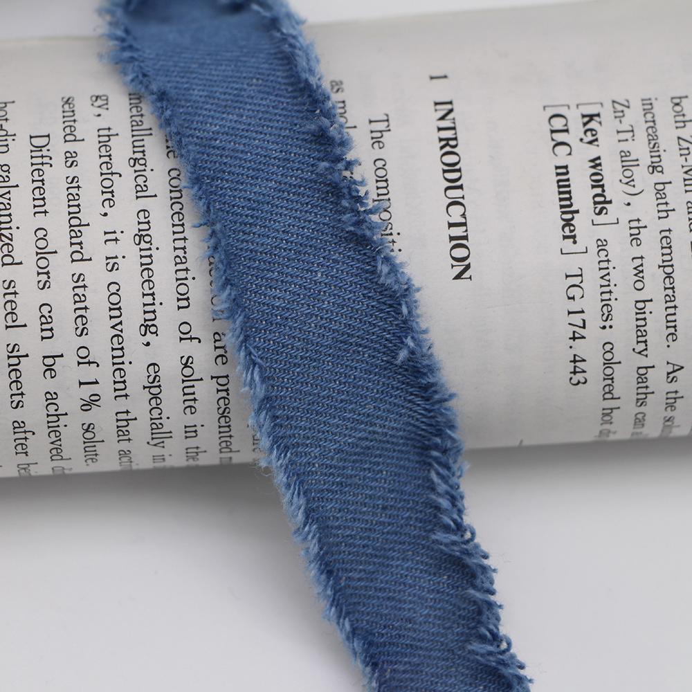 2Yards Multicolored Fringe Frayed Denim Fabric Ribbon DIY Sewing Crafts Gift Wrapping