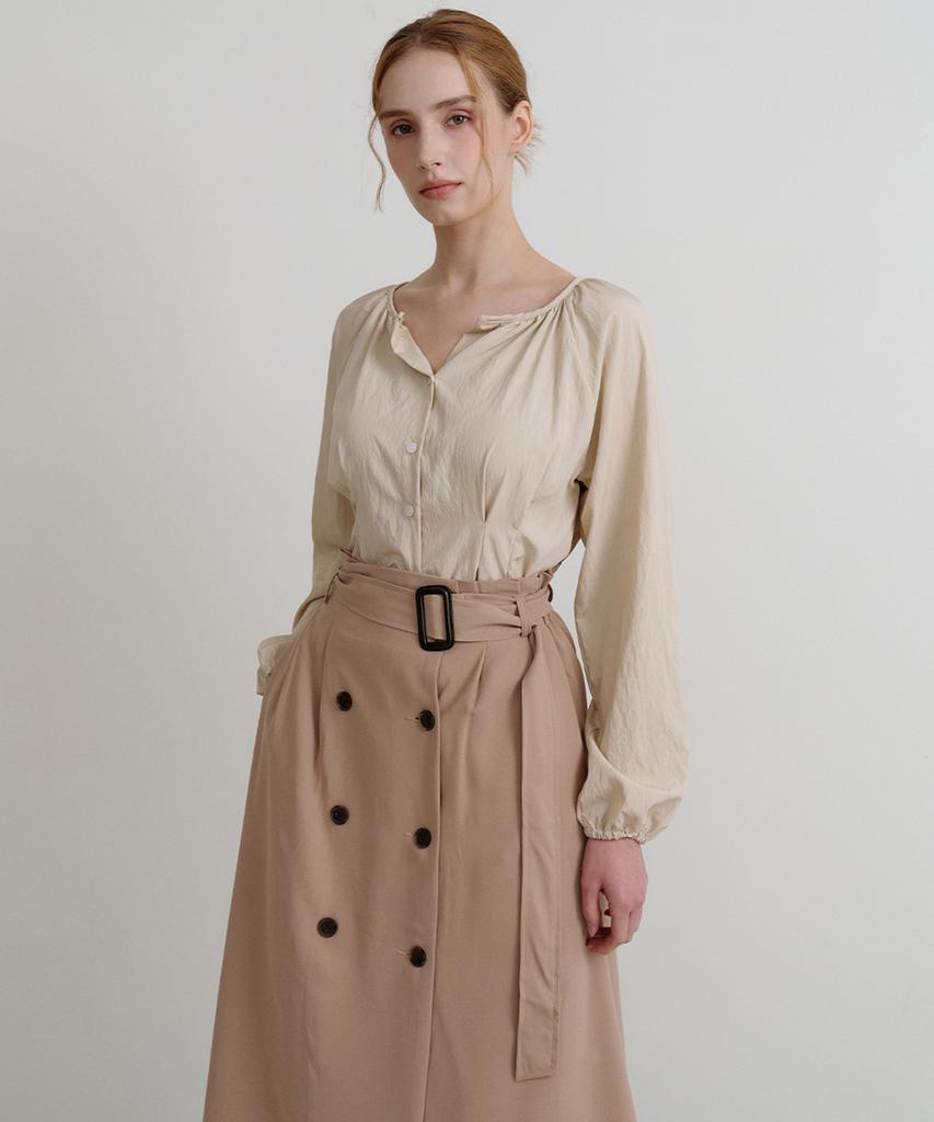 Bye Bye Seop Trench Long Skirt Beige [T53]