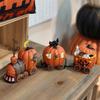 Halloween Ghost Pumpkin Car Model Sculpture, Creative Festival Resin Sculpture for Home Decoration