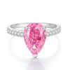 Nine Beauty Jewelry Teardrop Zircon Ring: S925 Sterling Silver, Pink High-Carbon Diamond, European & American Ice Flower Cut.