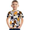 Fashionable Summer Children's Top Creative Colorful Fun Animal 3D Printed T-shirt Boys Girls Comfortable Soft Breathable Short Sleeves T-shirt