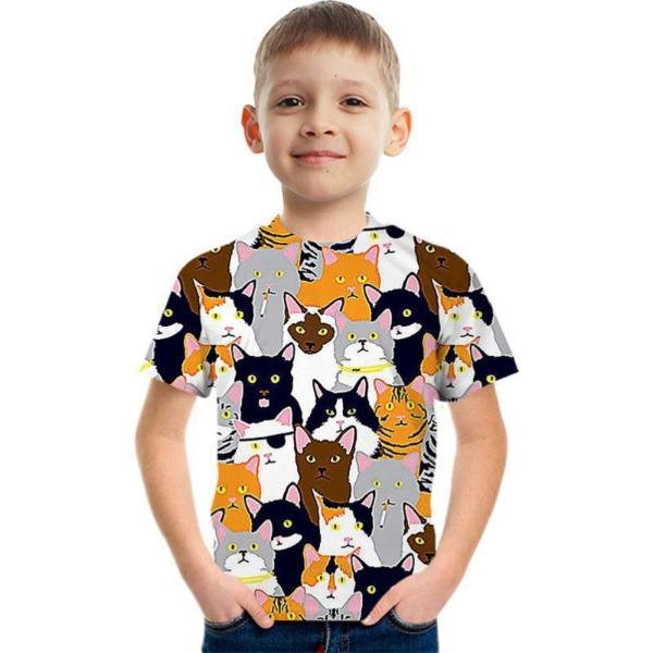 Fashionable Summer Children's Top Creative Colorful Fun Animal 3D Printed T-shirt Boys Girls Comfortable Soft Breathable Short Sleeves T-shirt