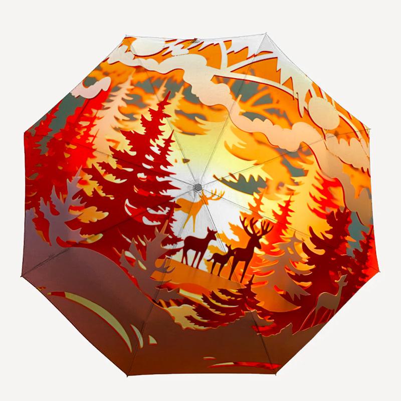 

1pc Forest Scene Folding Umbrella, Durable, Suitable for Outdoor Activities or Rain, Suitable for Commuting yy251027089