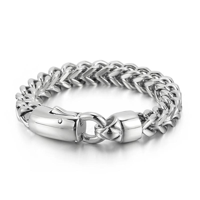 

Мужской плетеный браслет из титановой нержавеющей стали в два ряда - Ювелирные изделия в ретро-стиле 23 cm серебряный