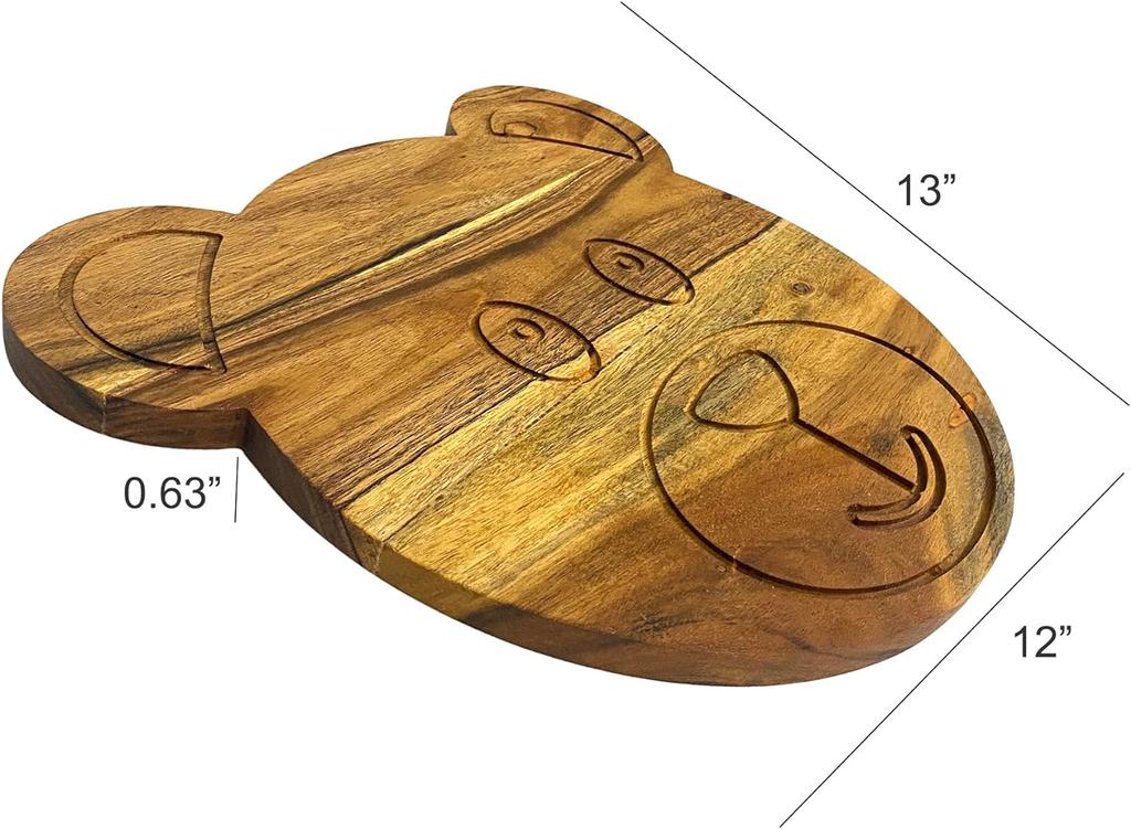 Acacia Wood Cutting Boards for Kitchen, Wooden Serving Charcuterie Board, Chess Print Wood Board, Ideal for Chopping Meat, Fruits, Cheese 12.5"x12.5"