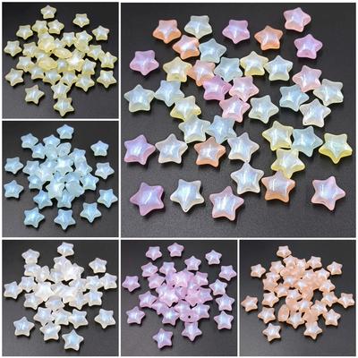 Material DIY 10 Piezas Fabricación de Collares Estrella Pentagrama Acrílico Cuentas Finas Brillantes Abalorios para Pendientes Color Macarrón Joyería de Moda