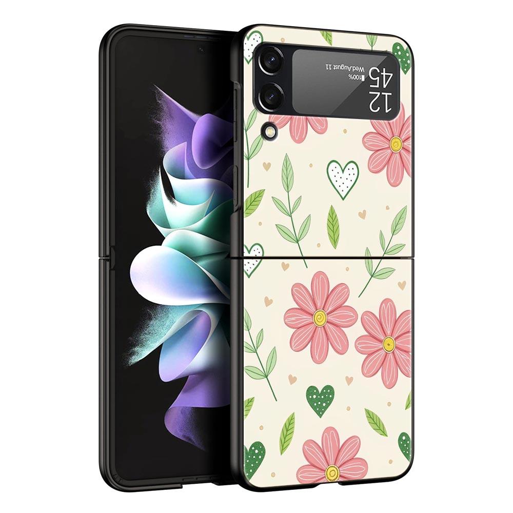 Handyhülle für Samsung Galaxy Z Flip 3 4 5 6 7 Faltbar Für Samsung Z Flip4 Flip5 PC Hartschalenhülle Stilvolles Design mit Blumenmuster