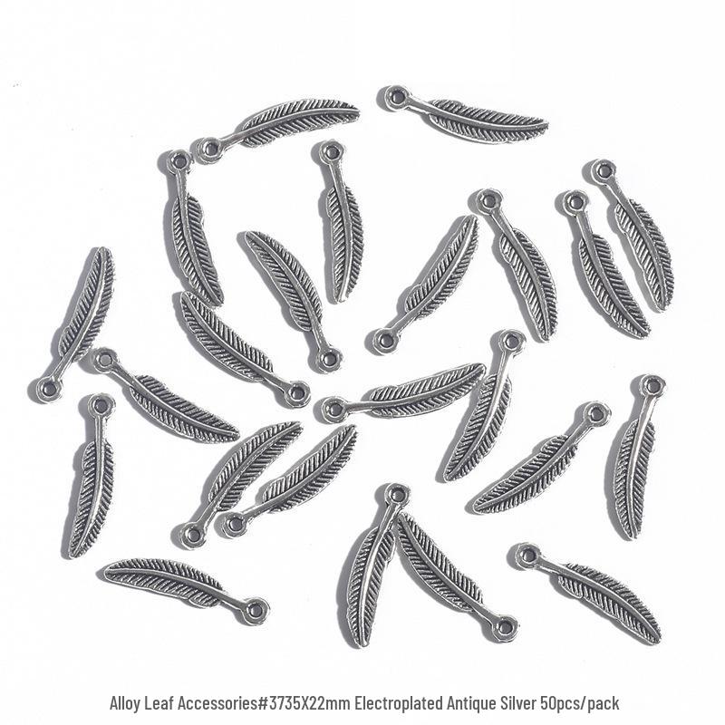 Handmade Antique Silver Leaf Jewelry Accessories for DIY Bracelets and Necklaces.
