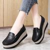 Ladies Platform Loafers Casual Elegant Black Leather Women Thick Sole Shake Shoe Plus Size