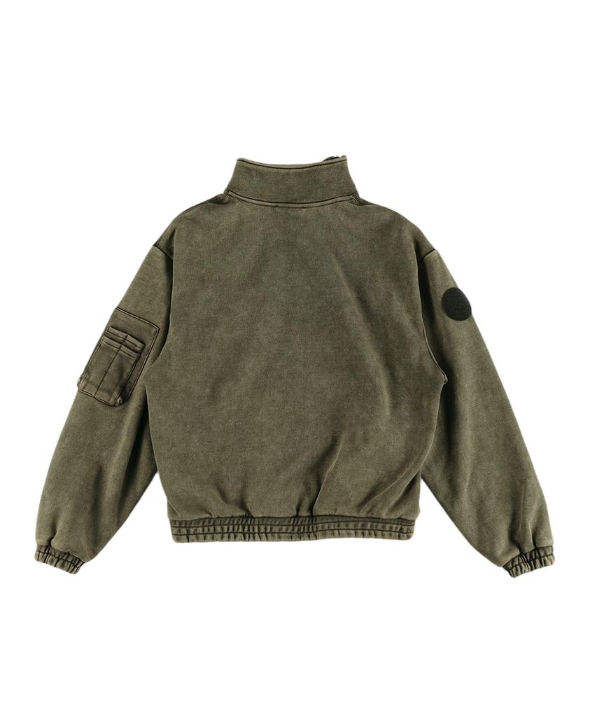 Ertr Asymmetric Zip Up Jacket Khaki