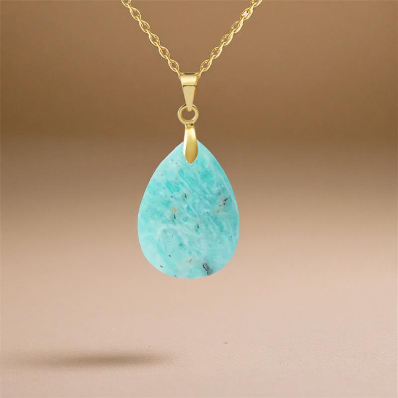 High quality hot selling natural crystal stone water drop pendant necklace jewelry simple fashion necklace merchandise jewelry