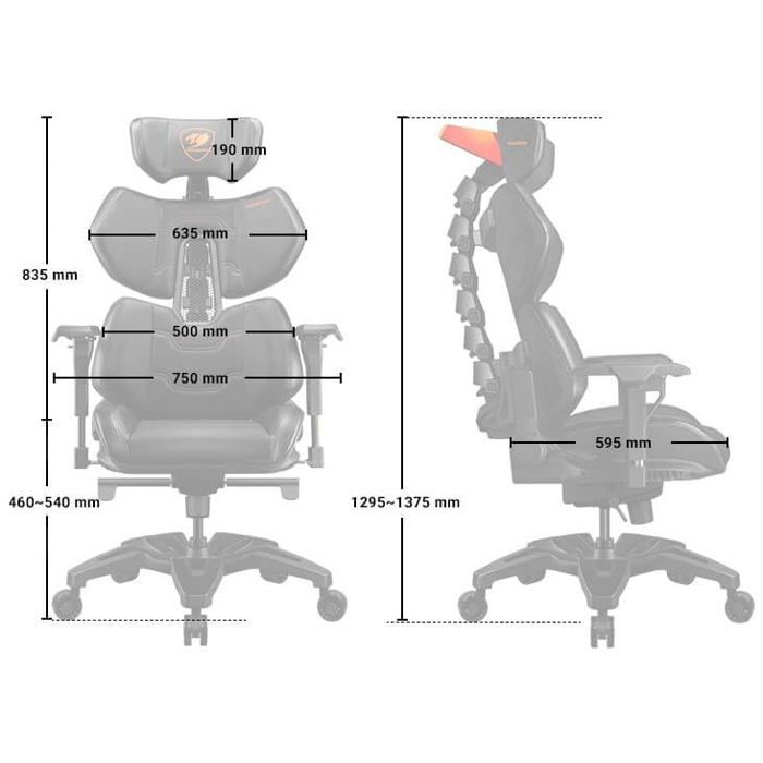 Gaming Armchair - Cougar Gaming - TERMINATOR - Ergonomic - Adjustable Headrest, Backrest Tilt, Armrests and Height