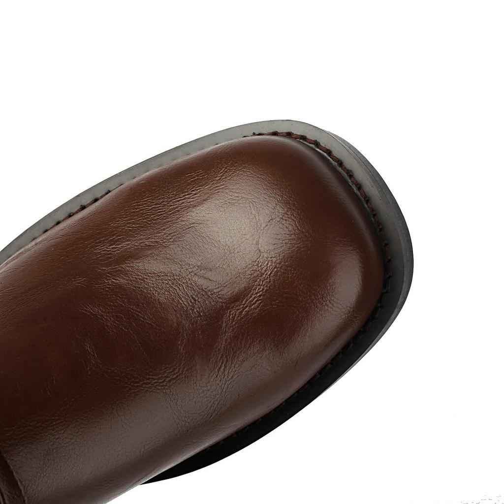 Moto Style Cool Slouch Tall Boots Women Knee High Booties Fit Super Comfy Platform Flat Shoes Winter for Cold Minnesota Weather