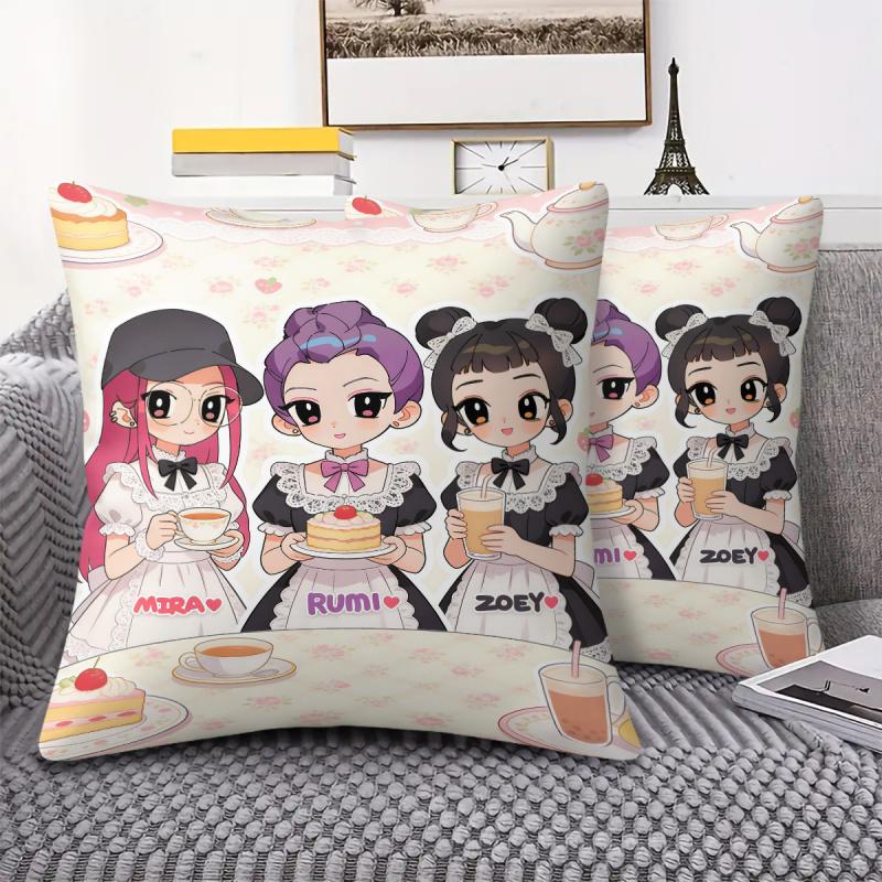 Kpop Style Throw Pillow Decorative Cushion Cute Chibi Anime Maid Cafe Print Soft Pillow For Sofa Bedroom Perfect Gift For Teens Fans