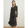 JUZI Annakou Elegant V-Neck Floral Chiffon Dress