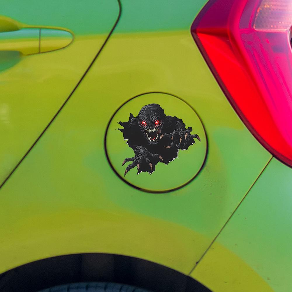 Halloween Hole-piercing Horror Skull Car Sticker Festive Atmosphere Decoration Car Sticker