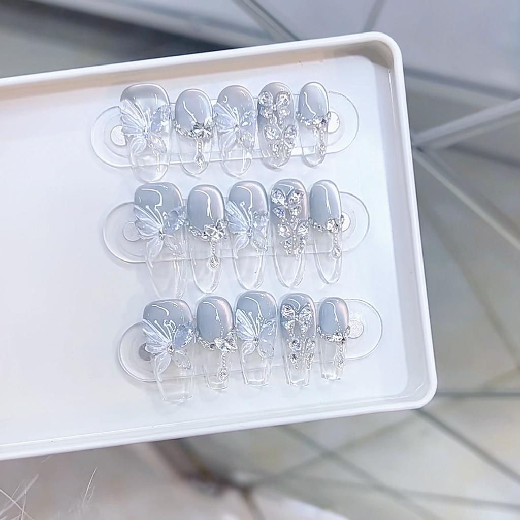 Hand-woven Armor Spring and Summer New Butterfly Dream Blue Sea Ice Transparent Three-dimensional Butterfly Cat Eye Manicure Sticker
