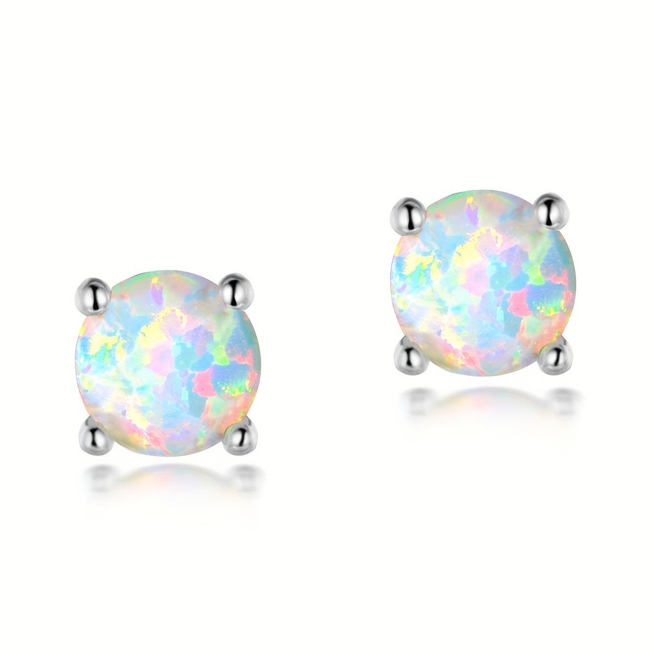 Модные круглые серьги с опалом, опаловое яйцо, изысканные серьги для ежедневного ношения, инкрустированные кристаллами в волосы