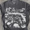 Müll Pandas Waschbär Hemd Lustiger Gangster Waschbär T-Shirt, Vintage Gewaschenes Grafik T-Shirt, Lustiges Tier Streetwear T-Shirt, Freches Waschbär Hemd Geschenk