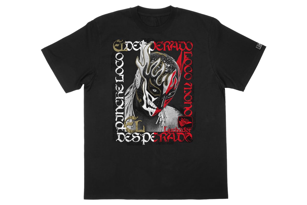 

New Japan Pro-Wrestling El Desperado x ROLLING CRADLE Collaboration T-Shirt, Black x White x Red, XXL, 6729104060