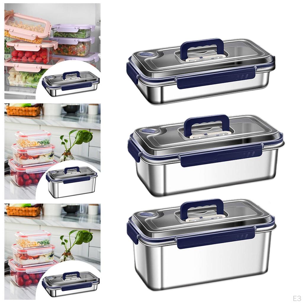 Stainless Steel Lunch Box Food Container Rectangle Stackable Lightweight Refrigerator Storage