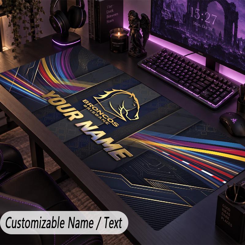 Large Mouse PadBrisbane Broncos Custom Name Text Personalized Desk Mat Non Slip Gaming Pad