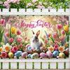 Cute Tulip Eggs Bunny Background Colorful Easter Hanging Banner  Courtyard Indoor Outdoor