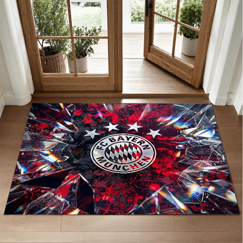 Bayern Munich Design Crystal Velvet Rug Soft Decorative Mat for Bedroom Entrance