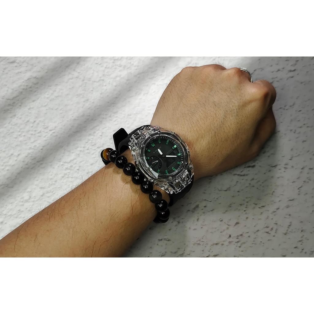 CASIO Custom Collection Quartz Movement Fluoroelastomer Strap Watch Men's Watches Black Dial GA-2100-1A1(Watch3--)