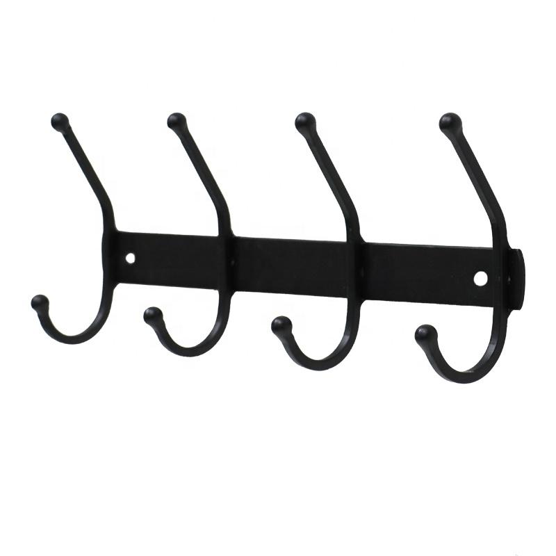 Black Iron Metal Wall Mounted Coat Rack with Key Holder Zebra Pattern 7 Hooks Eco-Friendly Multifunction Design for Clothing