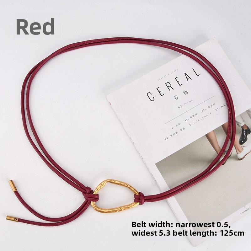Women's knotted pu leather rope decorative dress classyfashionfashion thin waist chain