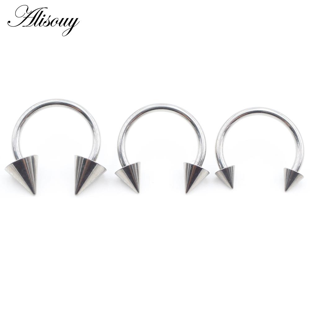 Alisouy 1PC Titanium Cone Internally Threaded Horseshoe Nose Ring Tragus Septum Helix Cartilage Earring Body Piercing Jewelry