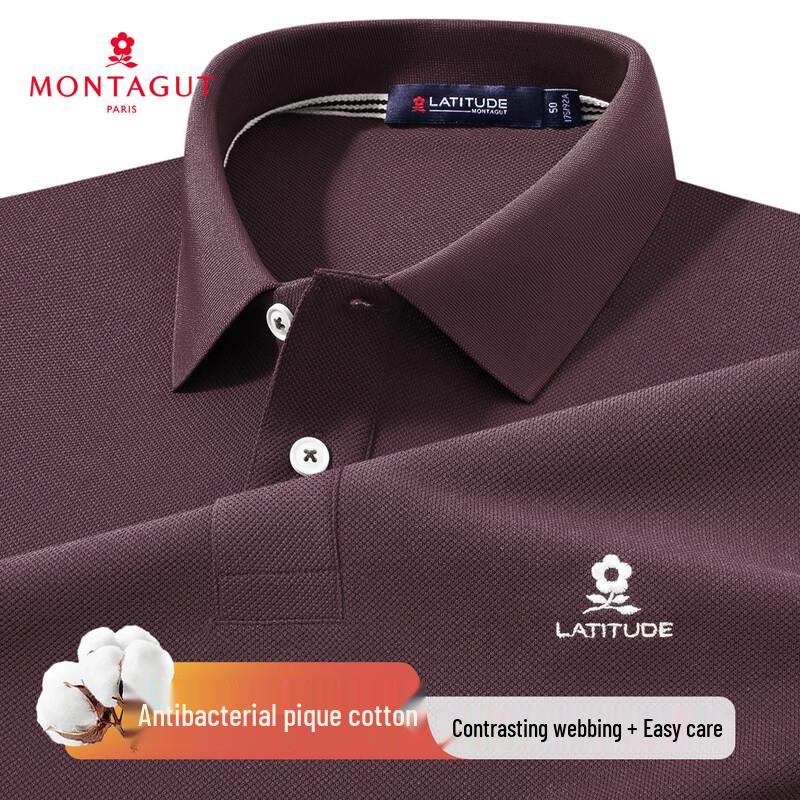 MONTAGUT Men's 10A Antibacterial Mesh Pique Long Sleeve Polo Shirt