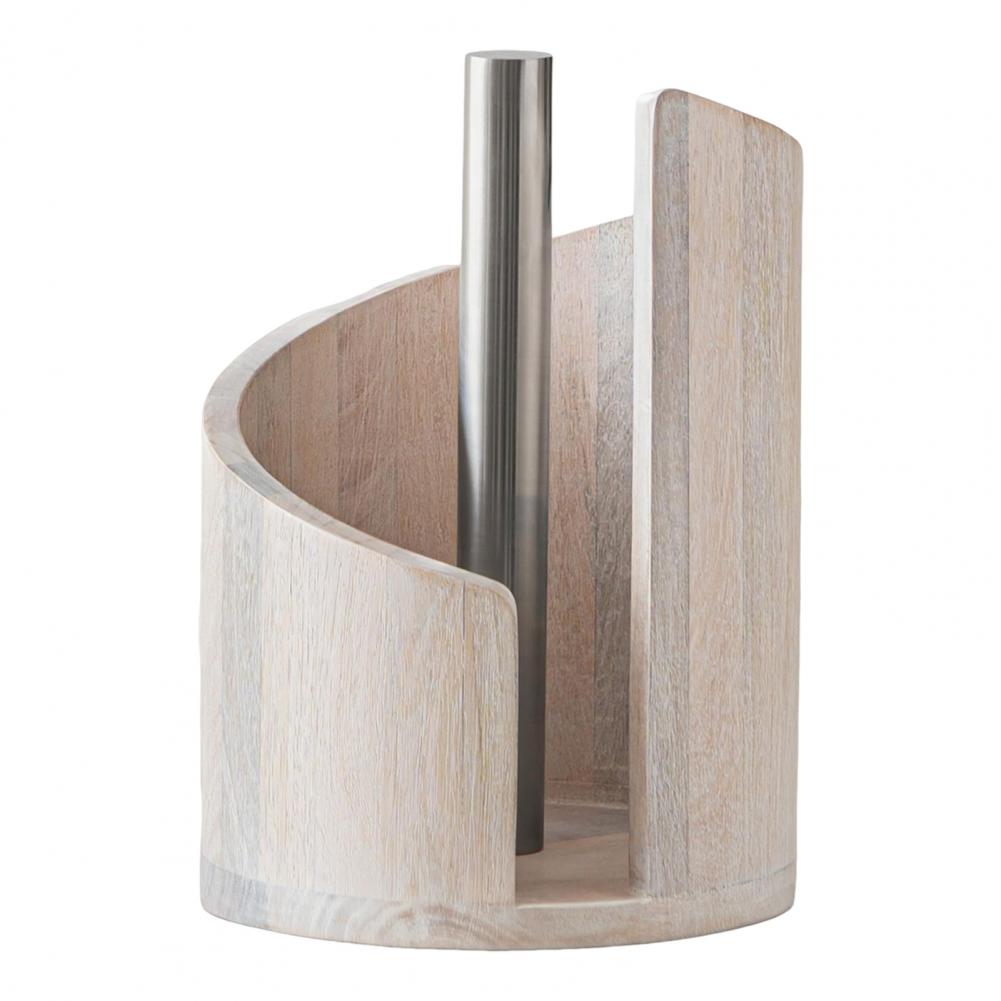 Wood Paper Towel Holder One-Handed Operation Easy Access Paper Towel Stand Farmhouse Kitchen Decor Accessory