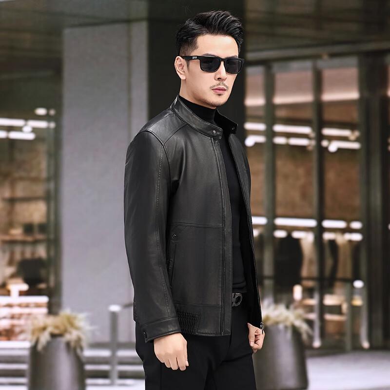 KAISER Men's Genuine Leather Stand Collar Jacket