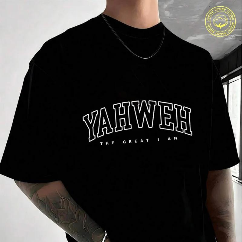 Yahweh Religious Jesus God Bible Verse Men's Women Summer Cotton T-shirt Moto Short Sleeved Cas