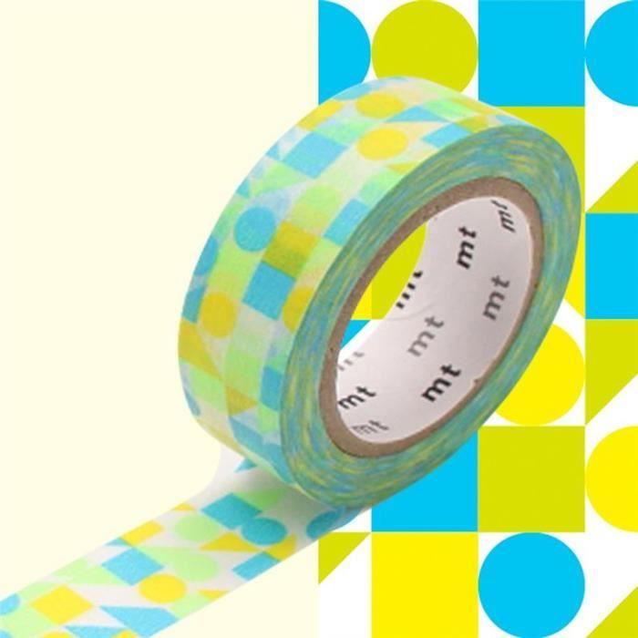 Masking Tape - MT - Mosaïque Bleu - 15mm - 10m - Repositionnable