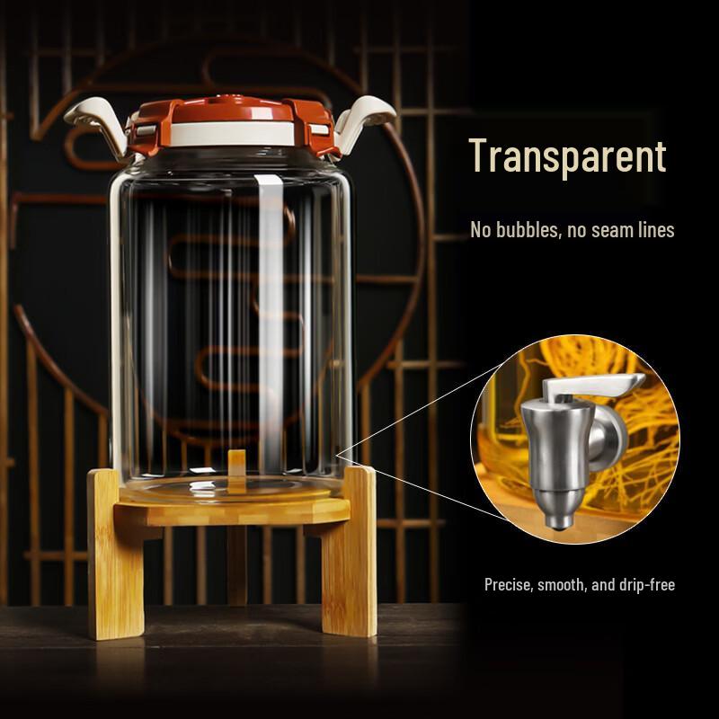 Hanyou Hochwertige Borosilikat-Wein-Einweichflasche mit Hahn und Ständer