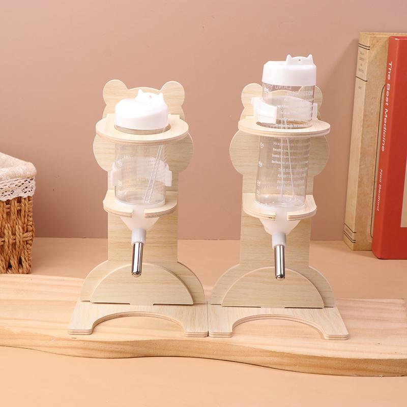 2er Set Hamsterkugel Wasserflaschenhalter Vertikaler Wasserflaschenhalter Massivholzhalterung Blumenzweig Maus Wasserspender