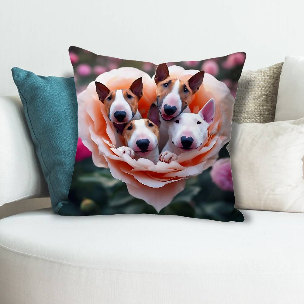 BBull TTerrier Dog Funny Pillow Cases for Bedroom Living Room Sofa Home Decor Polyester Cushion Cover with Zipper