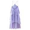 Rochie europeană americană pentru femei, multicoloră, stratificată, cu gât halter și imprimeu floral