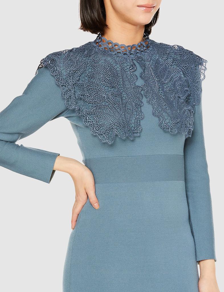 SNIDEL Big Lace Collar Knit Dress SWNO225052 BLU 0 Women's