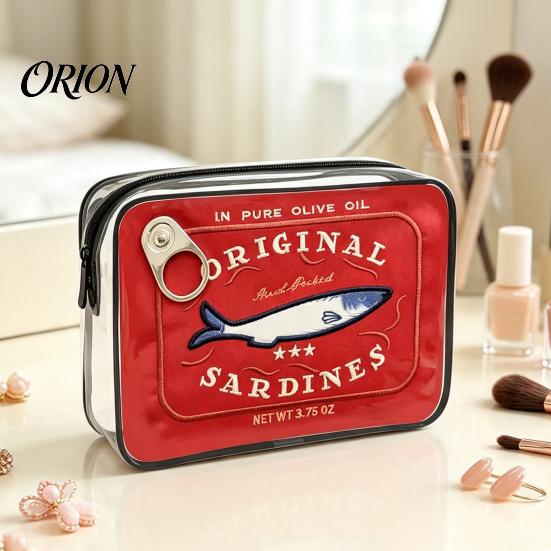 Süßer Reiseorganizer für Mädchen Sardinendose Kosmetiktasche, Durchsichtige Wasserdichte Make-up-Tasche, Reißverschluss Transparenter Aufbewahrungsbeutel Verschluss Toilettenartikel Damen Pinsel