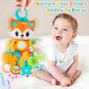 Crinkle Squeaky Plush Animal Toy | Multi-Sensory Hanging Activity with Teether | for Stroller Crib & Car Seat Development