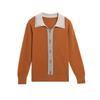 Women's Lapel Wool Sweater - Red, Warm, Stylish, Loose Fit for Middle-Aged & Elderly (Autumn/Winter Collection)