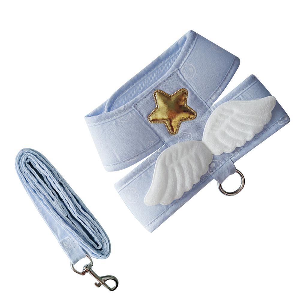 Cat Harness Leash Adjustable 4 Season Universal Cute Angel Wings Cat Vest Harness with 1.5m